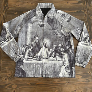 Hellpur Last Supper Print Lightweight Jacket Men Size L Black White